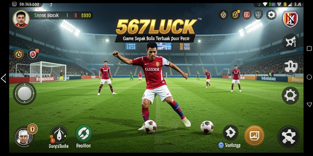 Tampilan gameplay menarik dalam 567LUCK dengan aksi sepak bola nyata.