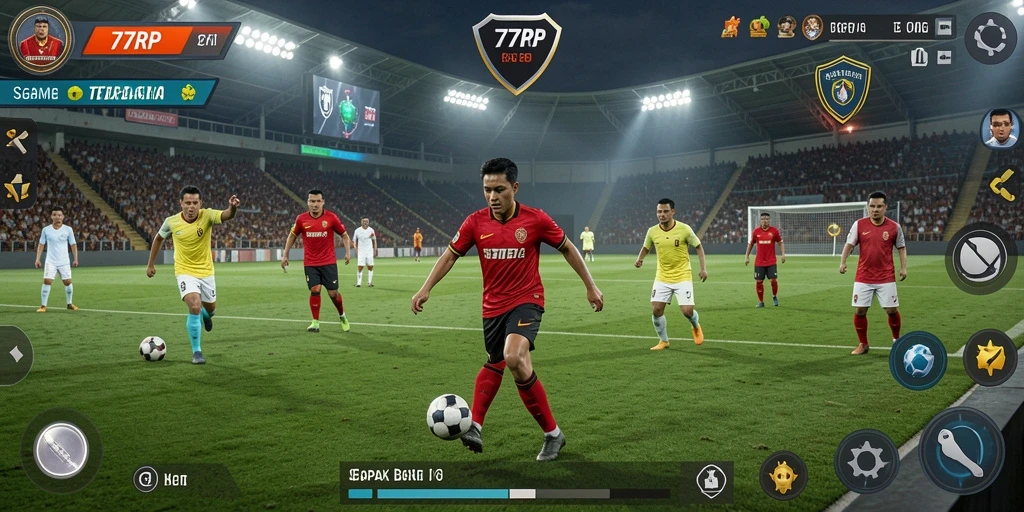 Tampilan gameplay mendebarkan dalam pertandingan sepak bola.
