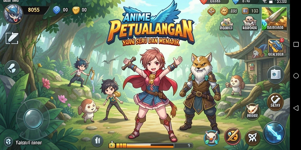 Tampilan gameplay seru dalam 8055 dengan karakter Anime yang menawan.