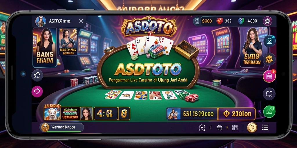 Tangkapan layar ASDTOTO menampilkan dealer langsung dan atmosfer kasino yang realistis.