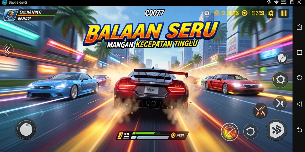 Screenshot utama C0077 menampilkan aksi balap yang mendebarkan.
