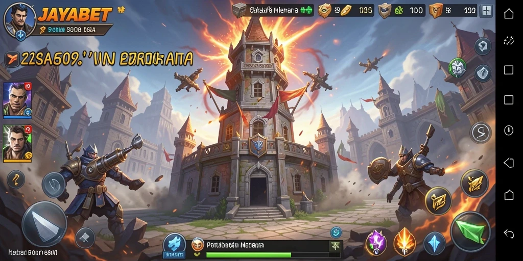 Tampilan gameplay JAYABET yang menegangkan dalam pertahanan menara.