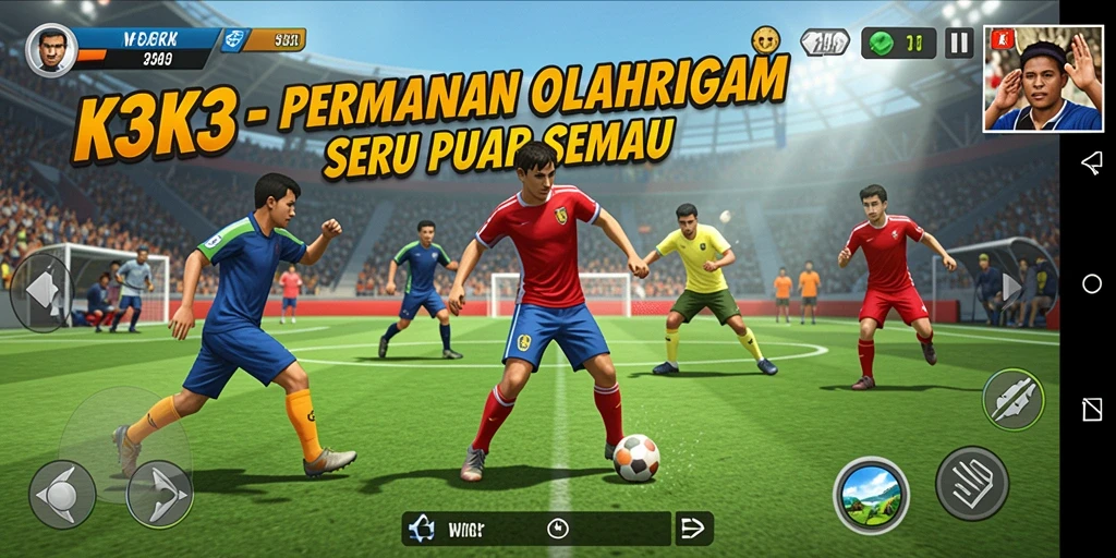 Screenshot gameplay K3K3 menampilkan aksi seru olahraga.