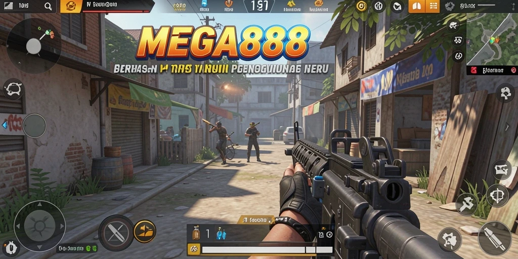 Screenshot gameplay MEGA888 yang penuh aksi seru.