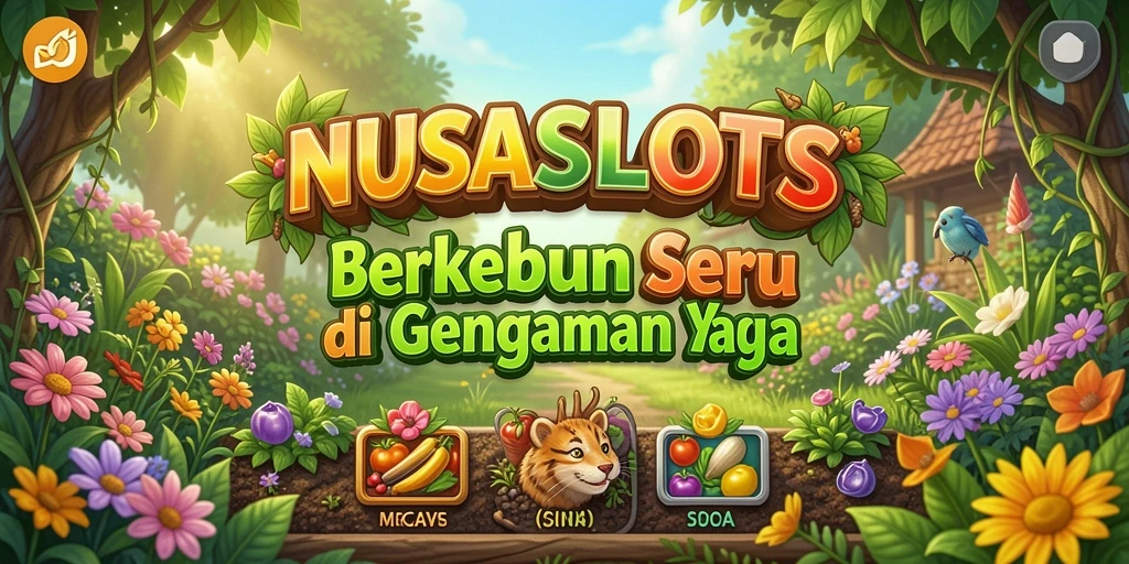 Screenshot gameplay NUSASLOTS yang menampilkan kebun yang indah dan tanaman subur.