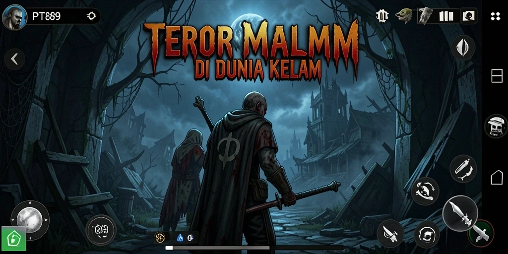 Screenshot menampilkan suasana gameplay mencekam di dalam kegelapan.