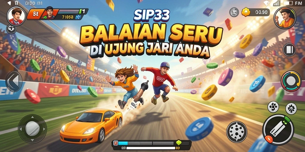 Gameplay menegangkan dengan mobil balap dalam aksi.