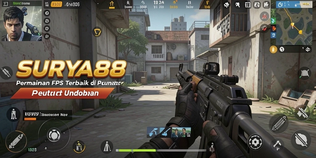 Tampilan gameplay SURYA88 yang penuh aksi FPS.