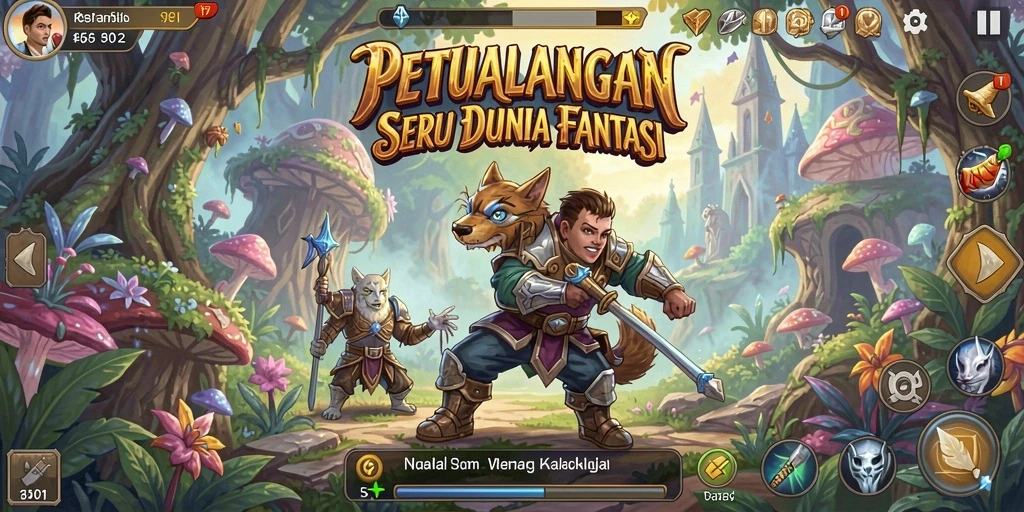 Tampilan gameplay V21 yang menakjubkan dalam dunia petualangan.
