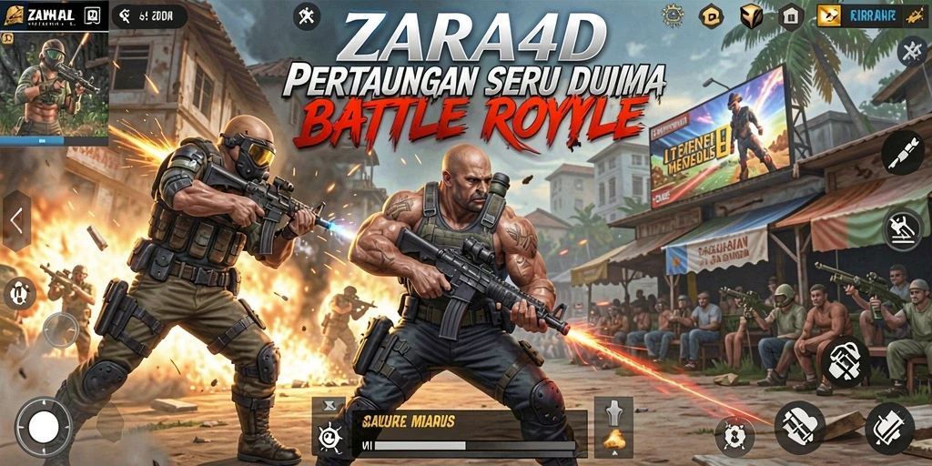 Screenshot permainan ZARA4D menampilkan aksi seru Battle Royale.